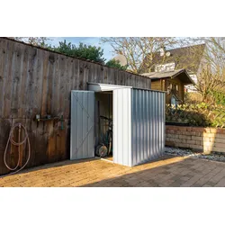 Globel Industries Metall Anlehn-Gerätehaus, Fahrradgarage "Lean-To 56",silber metallic,2,79 m2