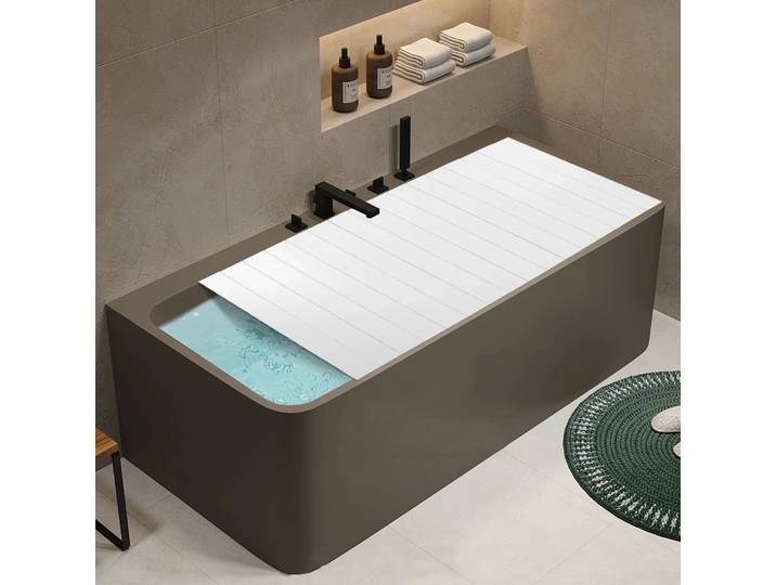 Planche de couverture de bain pliable blanche, plateau de baignoire de salle de bain, PVC imperméable et anti-poussière, Durable, pour expérience Spa à domicile 70x170 cm