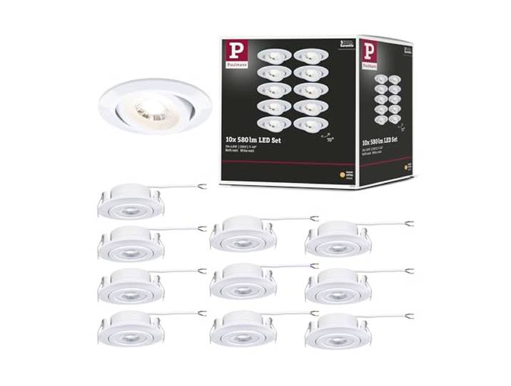 Paulmann 99996 Spots encastrés LED Pack de 10 orientable 82 mm 70° 10x4\,8W 10x450lm 230 V 3000 K Blanc