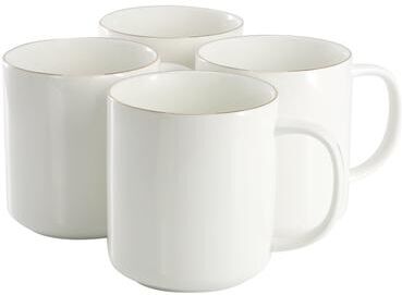 Martha Stewart Fine Ceramic 4 Piece 14 Ounce Round Mug Set in White