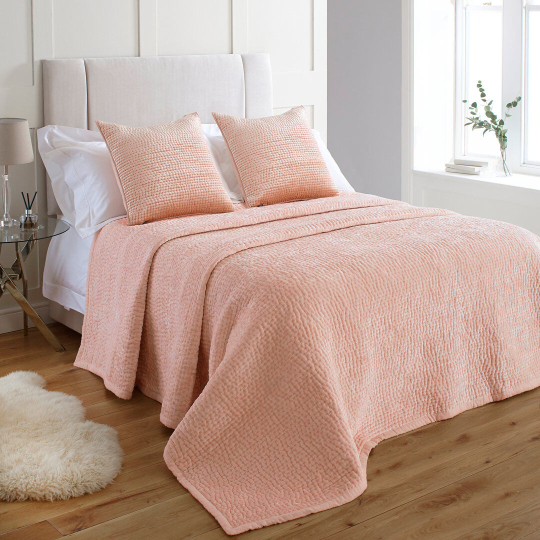 Latitude Run Leterra Rayon Solid Colour Bedspread Blush 265 x 265 cm Bedspread - 2 Pillowcases