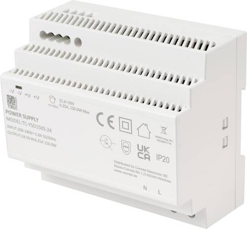 TRU COMPONENTS TC-13710896 Hutschienen-Netzteil (DIN-Rail) Verbrauch (StandBy) 0.3W 24 V/DC 6.25A 150W Anzahl Ausgänge:1 x Inhalt
