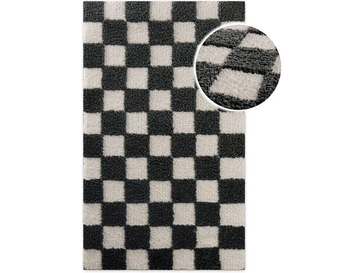 Badematte WECON HOME Bobbi , schwarz-weiss (anthrazit grau), H:25mm, Polyester, Badematten, Badematte, Badteppich, Schachbrett-Design, weich, rutschhemmend, waschbar