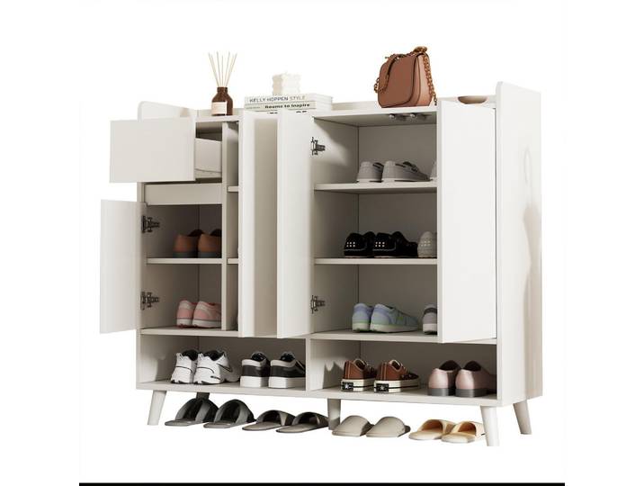 Flieks Sideboard Kommode Schuhschrank groß Weiß 120x35x99cm, 120x99x35 cm, Garderobe, Schuhaufbewahrung, Schuhschränke