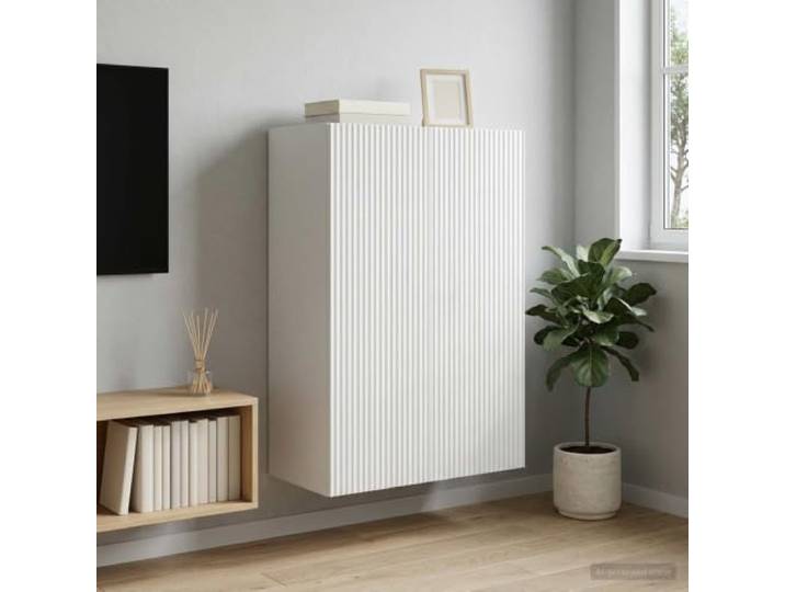 Wandschrank 66 x 34,5 x 90 cm Holzwerkstoff Weiß mit USB-LED-Leuchten Schublade, Regal, Fächer, abschließbare Rollen, USB-LED-Leuchten, platzsparend
