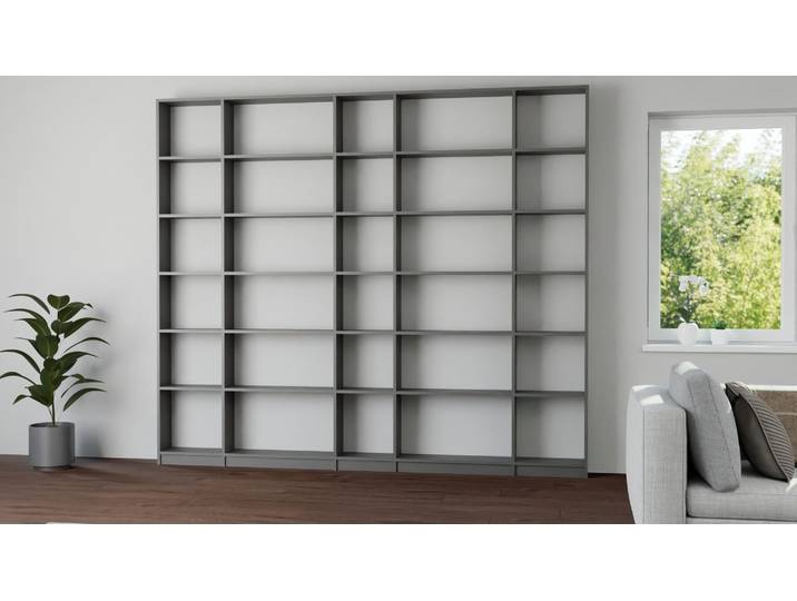 Bibliothèque murale sur mesure avec Pickawood Mélaminé premium Gris basalte