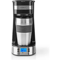Nedis Kaffeemaschine Filter Kaffee, Filterkaffeemaschine, Schwarz, Silber