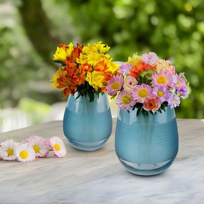 Aria Home Fleurine Colored Glass Collection, Set of 2, Frosted Design