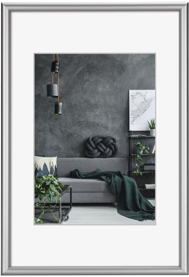Bilderrahmen HAMA "Detroit", silber (silberfarben), 28x35, Kunststoff, Metall, Bilderrahmen, Bilderrahmen silberfarben 28x35