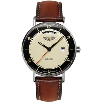 Automatikuhr BAUHAUS "Vintage Pilot Automatic", braun, Armbanduhren, Herren, Automatikuhr, Armbanduhr, Herrenuhr, Made in Germany, Mechanische Uhr, analog, Tag