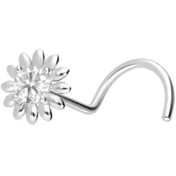 14/18 Karat Gold Nasenstecker Spirale MOISSANIT + BLUME