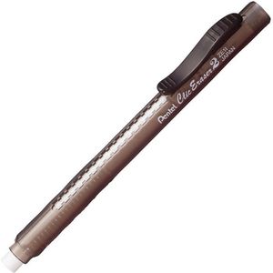 Pentel Radierstift Clic Eraser 2, ZE11T, nachfüllbar, mit Vorschub, schwarz-transparent