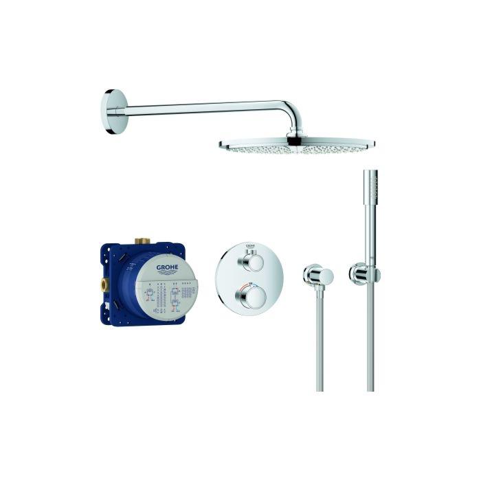 Grohe Grohtherm Duschsystem 34731000 chrom, mit Unterputz-Thermostat, Brausearm 422mm