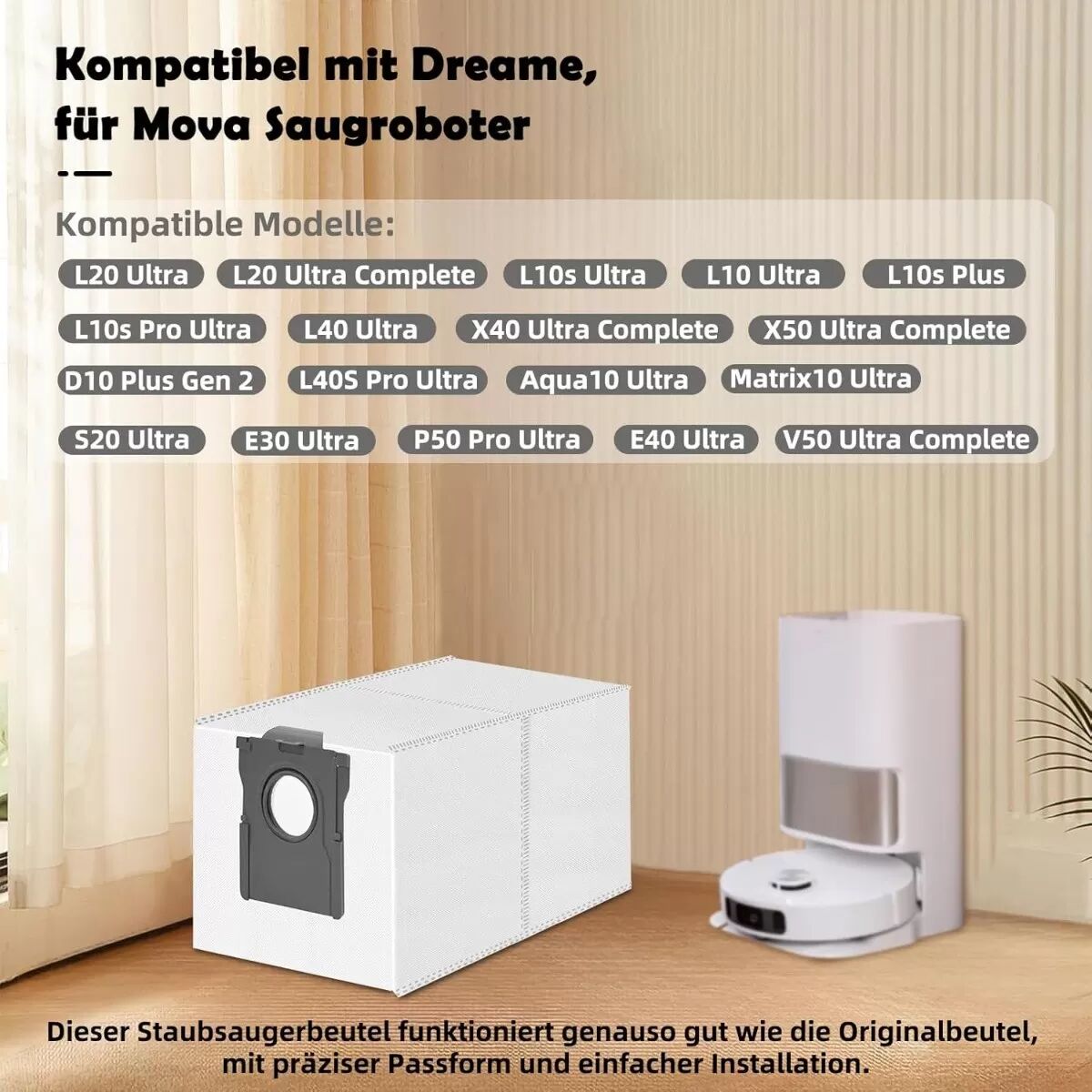 INF Ersatz-Staubbeutel 12er Pack 3.2l ABS Vliesstoff, kompatibel mit Dreame und Mova