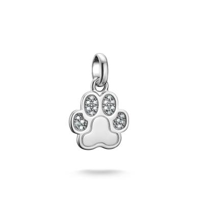 Charm-Einhänger THOMAS SABO "Charm Pfoten-Design - Connect", silber (silberfarben, kristallweiß, kristallweiß), Charms, Damen, Silber 925 (recycelt), mit Zirkonia (synth.)