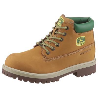 Schnürstiefel SKECHERS "SERGEANTS JOHN DEERE-DOZER", Herren, Gr. 42, Textil, braun (hellbraun, grün), Leder, kontrastfarbene Details, Schuhe Schnürstiefel, Boots mit John Deere Collaboration