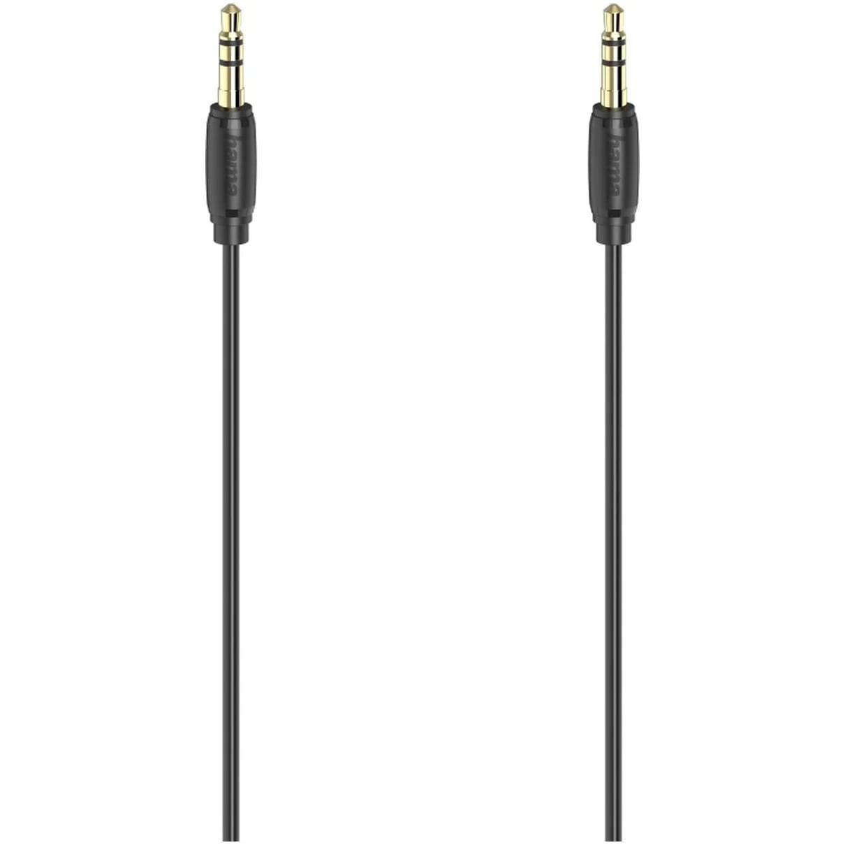 Hama Audiokabel 3,5mm jack naar 3,5mm jack, stereo, verguld, ultradun, 1,5 m, Zwart