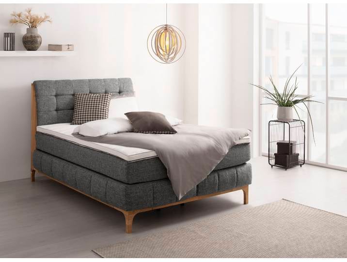 Boxspringbett, Polyester, Silber, 161×216 cm, 7-Zonen-Taschenfederkern, Klassisch & Modern, OTTO Products