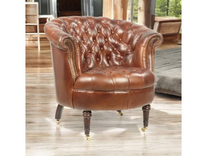 Fauteuil Chesterfield en Cuir - Cigare