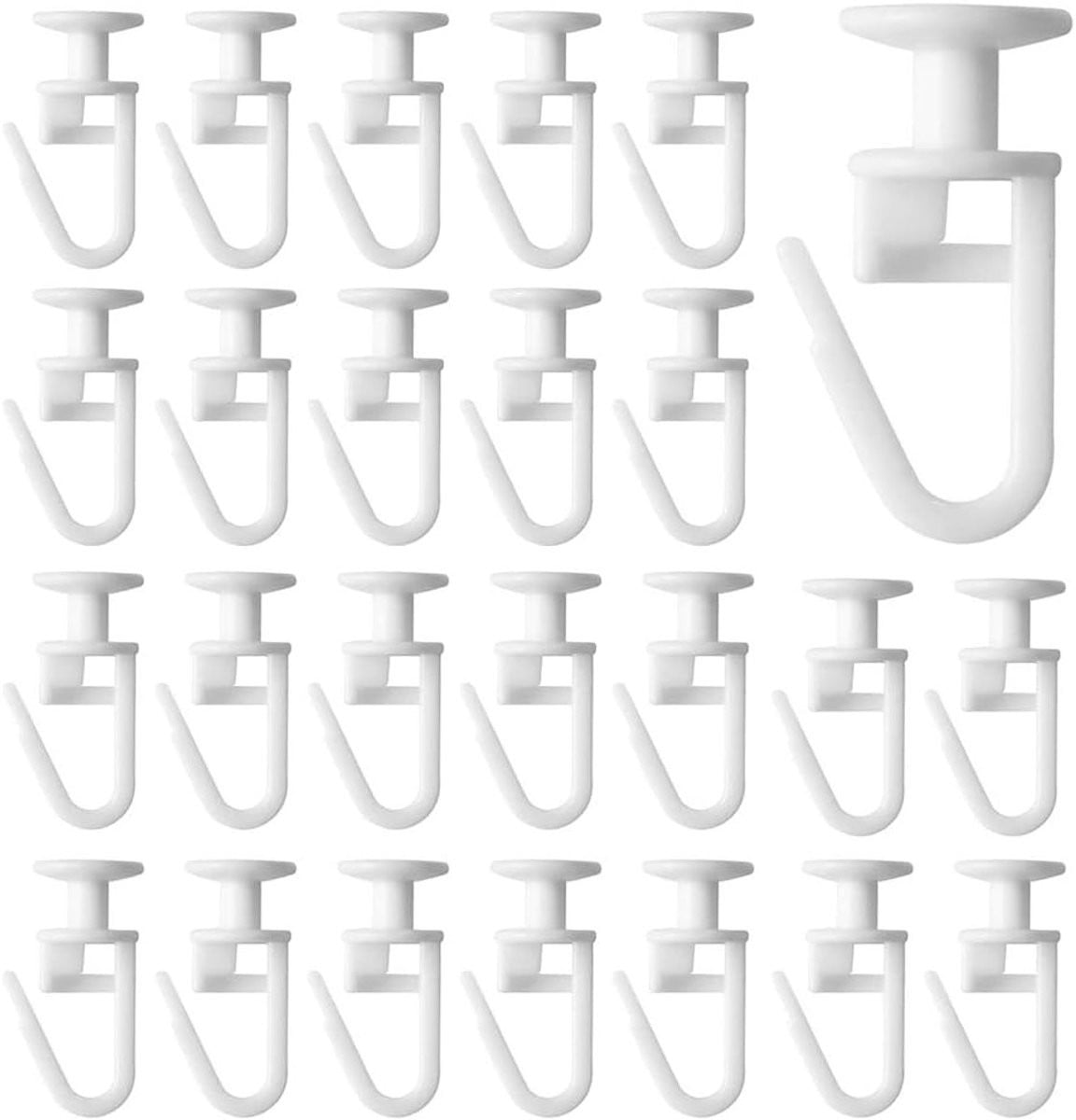 100 stuks witte gordijnhaken, plastic gordijnglijders van 11mm voor gordijnrails, buitenpergola's en zonneschermen