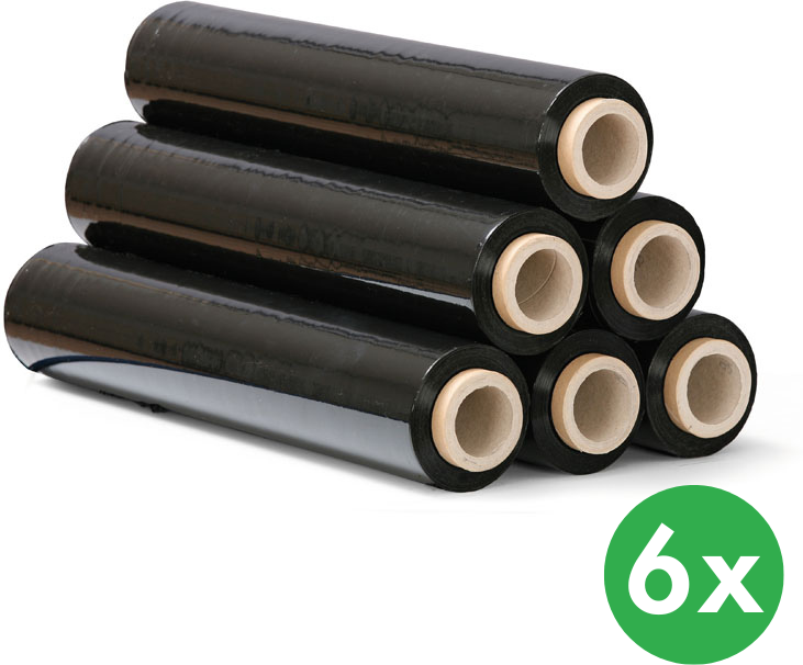 B2B Partner Folia stretch czarna, 17 mic, 500 mm x 194 m, 6 szt.