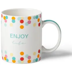 Kaffeebecher Punkte 340 ml Porzellan Bunt