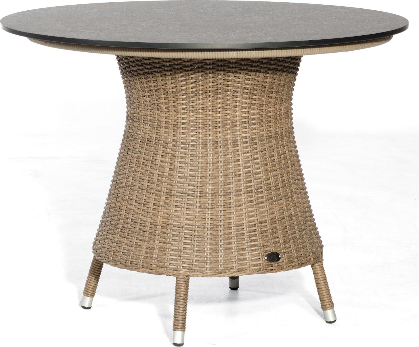 Sonnenpartner Gartentisch Base rund 134 cm Polyrattan rustic-stream Tischsystem