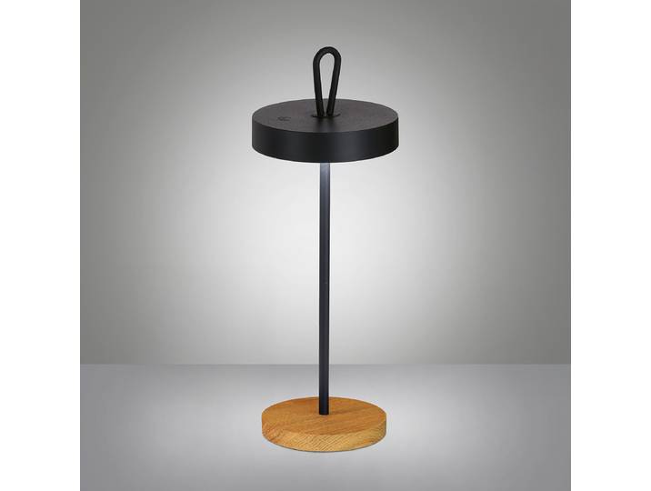 Lampe LED Wood 13 x 47 x 13cm Bois/Noir Fer, laqué chêne massif, laqué Module LED