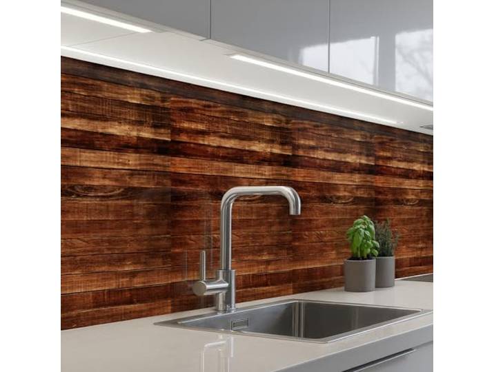 KitchenYeah© Küchenrückwand Selbstklebend Küchenspritzschutz Rückwand 80x500 cm - Wandschutz Ohne Bohren Spritzschutz Wand Wandverkleidung Hartholz - Robust - Muster