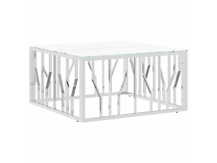 Maison Exclusive - Table Basse Argenté 80x80x40 Cm Acier Inoxydable Et Verre