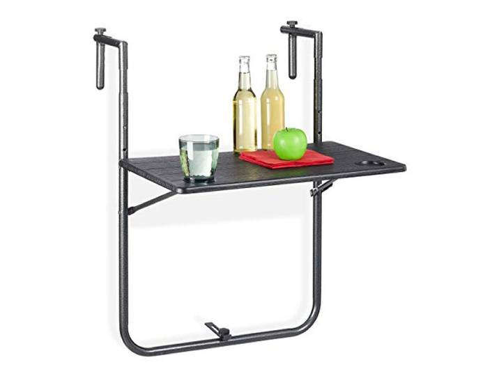 Relaxdays Balkonhängetisch klappbar, 3-Fach höhenverstellbar, schwarz