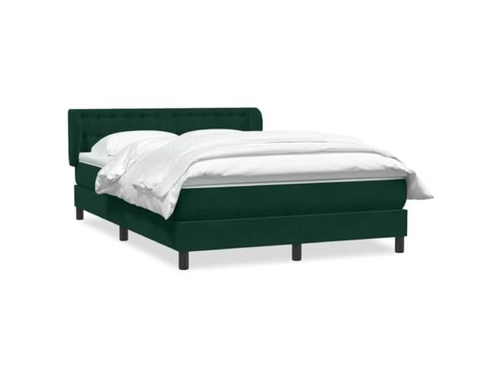 hliofuir Boxspringbett 160x220 cm mit Matratze & Topper Dunkelgrün Samt Komplettes Polsterbett fürs Schlafzimmer mit Taschenfederkernmatratze, Topper und höhenverstellbarem Ohrenkopfteil.