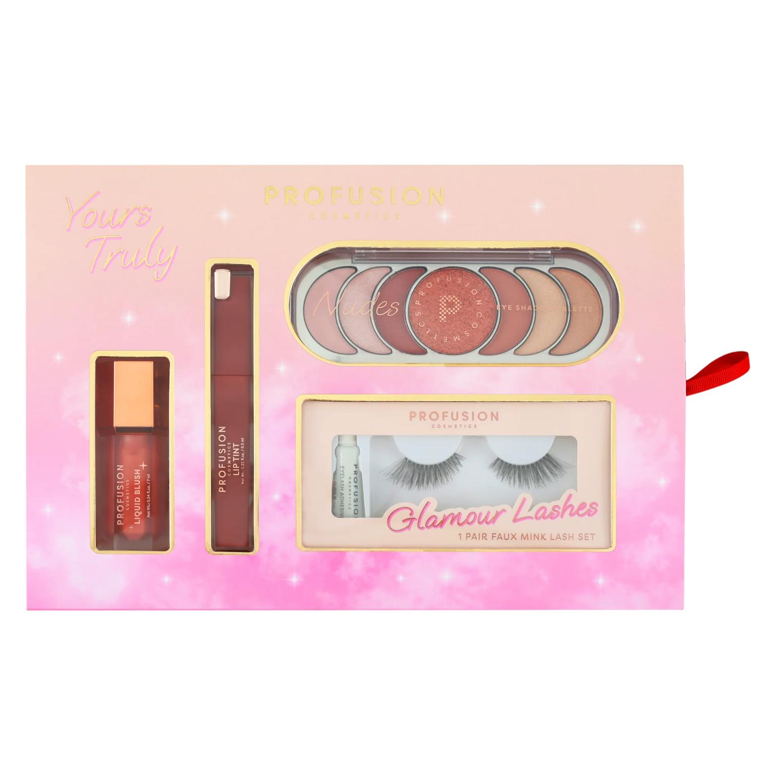 Profusion Cosmetics Set: Flüssiges Rouge (7 ml), Lippenfarbe (6,5 ml), Lidschattenpalette (7 (74847587)
