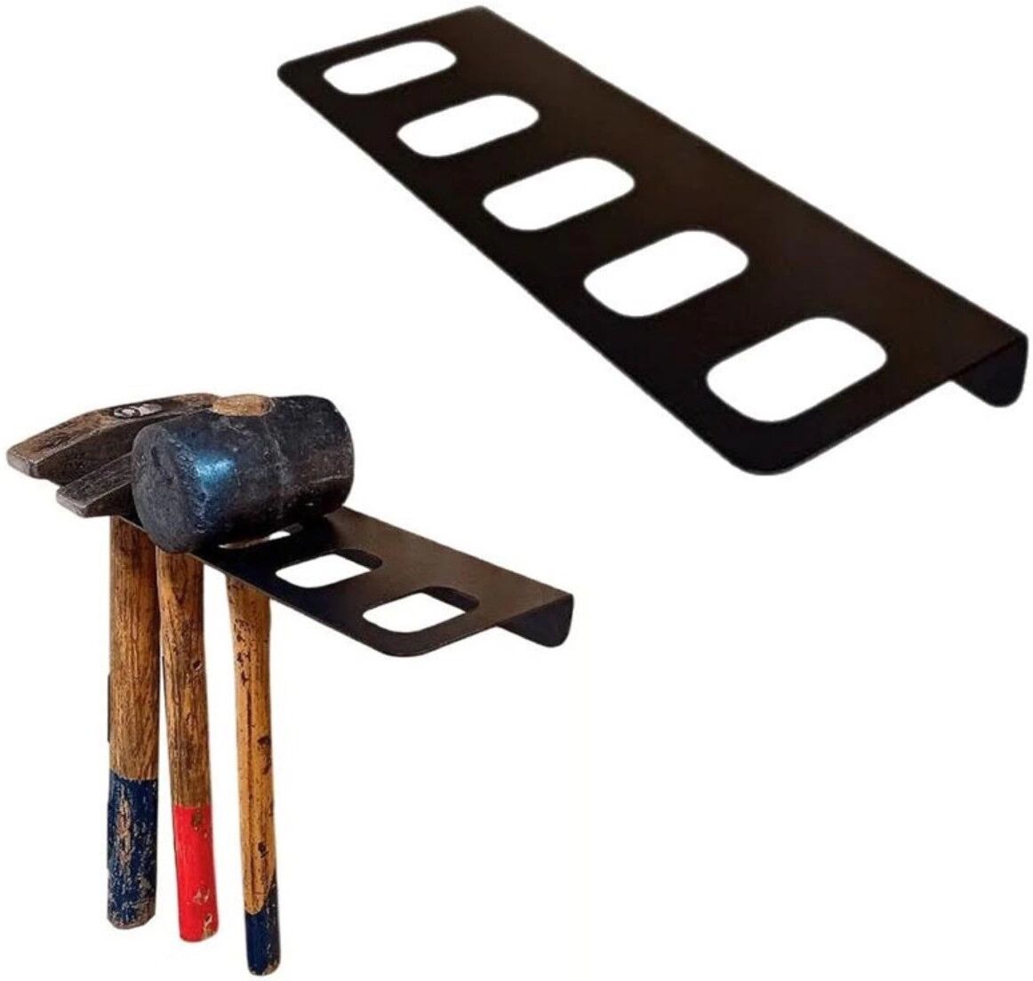 INF Wand-Hammerhalter 2er-Set - Eisen Werkzeughalter, Schwarz, platzsparende Garagenorganisation