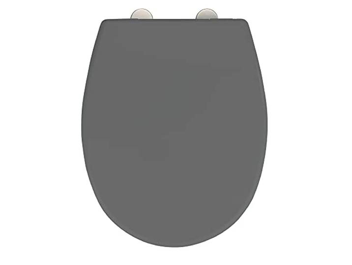 WENKO Abattant WC avec Frein de Chute Vorno Neo\, abattant WC clipsable Fixation Acier INOX\, Duroplastique antibactérien hygiénique et incassable\, Surface antibactérienne\, 37x46 cm\, Gris