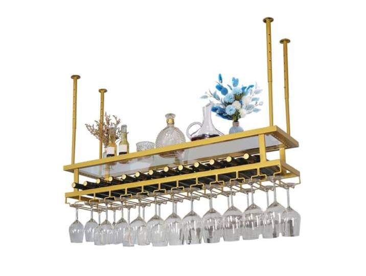 whalebee Hängendes Weinregal Aus Metall Weinregal Lagerregal Weinglashalter Länge 80cm-200cm Weinglas Abtropfgestell Große Kapazität Glashalter Weinglas Halterung
