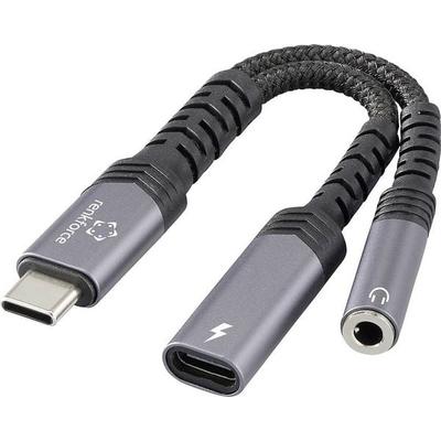 Renkforce USB-C®, Audio Adapterkabel [1x USB-C® Stecker - 1x Audio, stereo (3.5mm Klinke), USB-C® Buchse (Power Delivery)] USB-C®