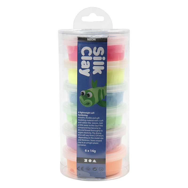 Creativ Company Silk Clay klei assortiment, neon kleuren, 6 x 14 gram