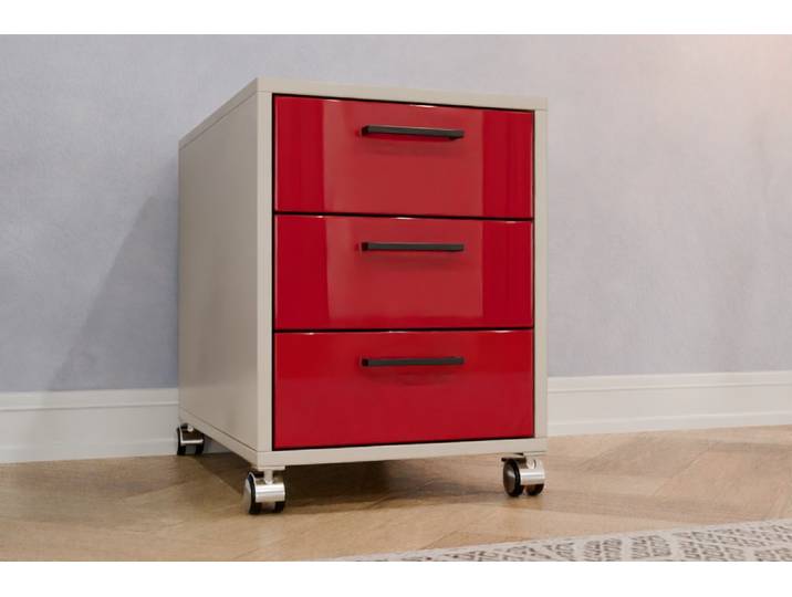 Rollcontainer nach Maß - RAL 3027 Himbeerrot - 57x42x62cm - Individuell konfigurieren