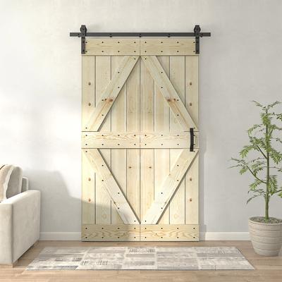 Coast Sequoia Inc Coast Sequoia 30in./36in./48in. x 80in. Embossing Pine Wood Bi-Fold Barn Door With Sliding Hardware Kit