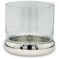 Windlicht / Kerzenhalter rund, gehämmert Gesamt-H 24,0cm, D 24,0cm Edelstahl