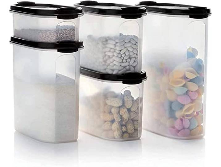 Tupperware Brand Modular Mates Super ovales Behälter-Set – 5 Vorratsdosen für trockene Lebensmittel mit Deckel – luftdicht, spülmaschinenfest und BPA-frei