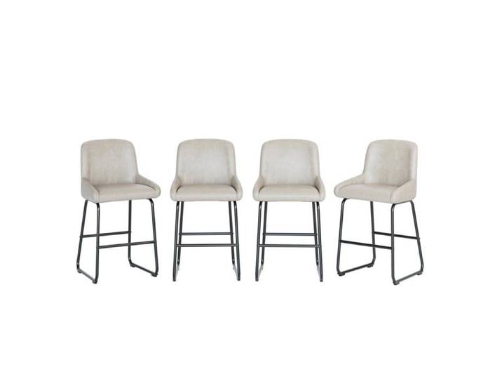 Ensemble 4 tabourets bar industriels PU dossier repose-pieds îlot cuisine gris