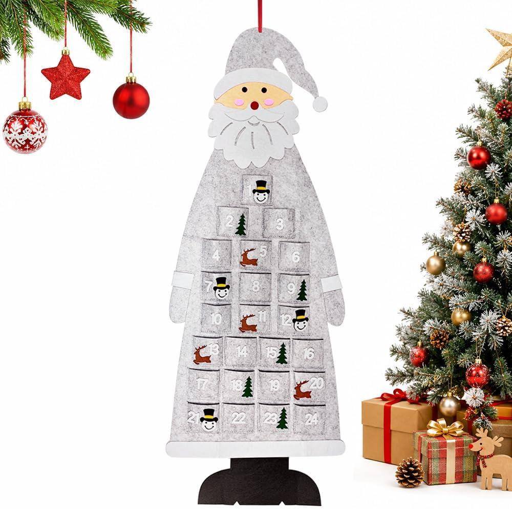 oCreon Herbruikbare Kerst Adventskalender van Vilt met Kerstman voor aan de Muur
