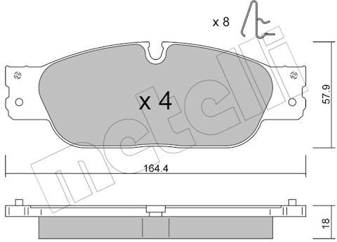 Metelli Bremsbelagsatz, Scheibenbremse 2211890 Für Jaguar