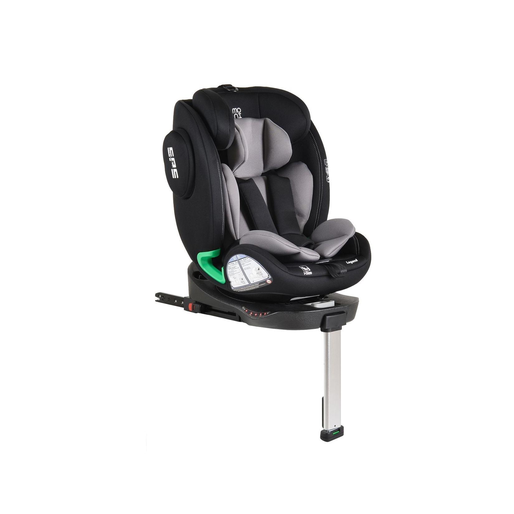Moni Kindersitz Legend i-Size (40-150cm) Isofix 360 Grad-Drehung Stützbein SPS grau