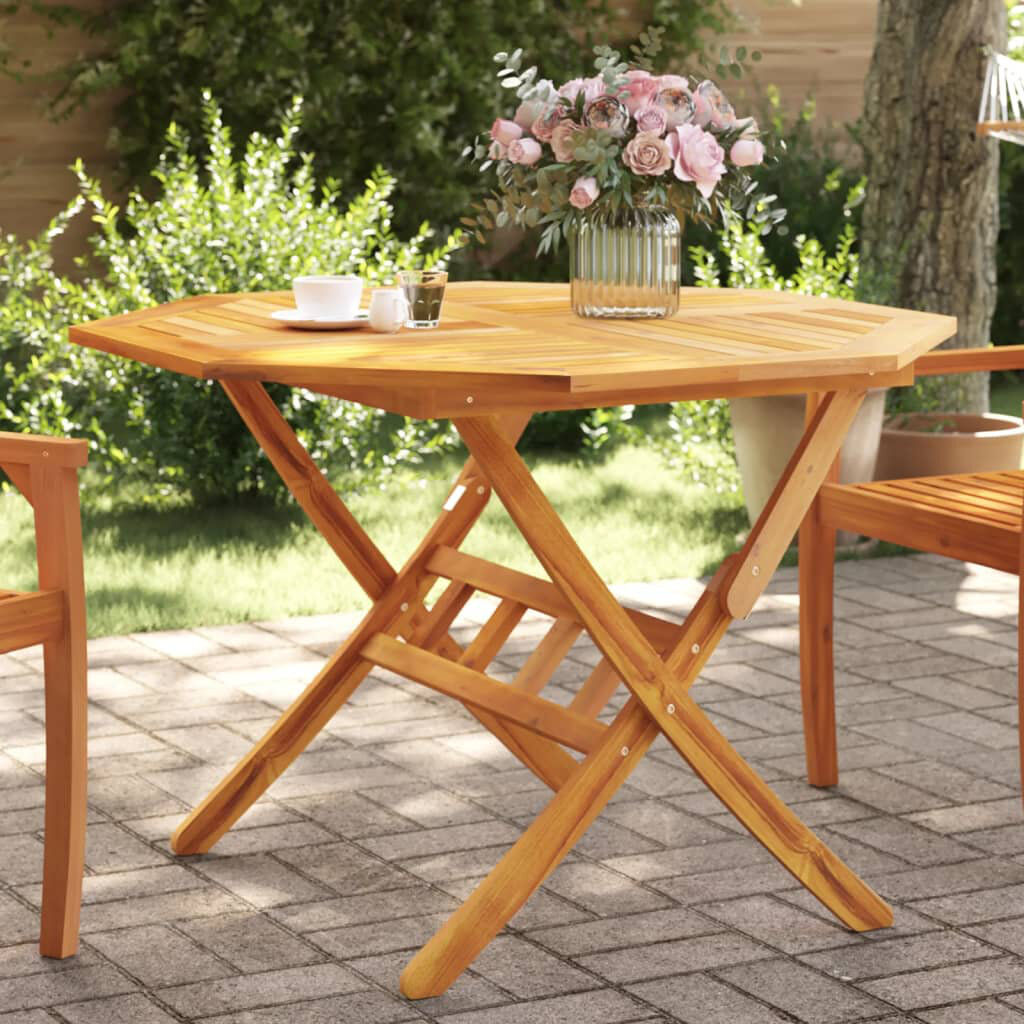 Marlow Home Co. Anant Octagonal Solid Wood Outdoor Patio Table - 110 cm W 110 cm D Brown