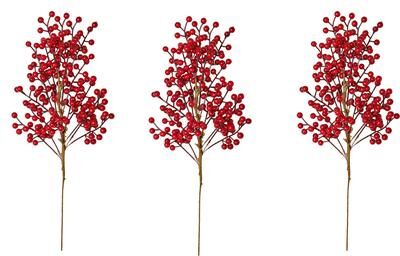 Worth Imports "18"" Weatherproof Berry Spray, Set of 3 - Red"