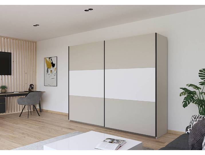 Armoire à portes coulissantes Neo 261cm Beige/Cachemire/Blanc