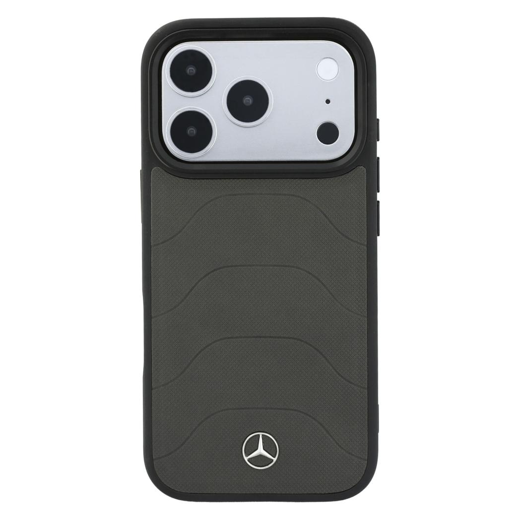 Mercedes Leather Mesh with Bow Line MagSafe case for Iphone 18 Pro / 17 Pro anthracite (Apple iPhone 17 Pro, Apple iPhone 18 Pro) (Mer008913)